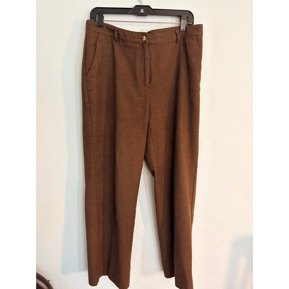 L.L. Bean Trousers 14 Regular Brown Cotton Straight Leg Dark Academia Classic